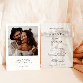 Boho Foto Wedding Invite | Modernes Minimalistisch Einladung