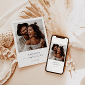 Boho Foto Wedding Invite | Modernes Minimalistisch Einladung