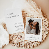 Boho Foto Wedding Invite | Modernes Minimalistisch Einladung