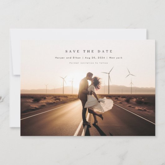 Boho Foto Wedding QR Code Save The Date (Vorderseite)