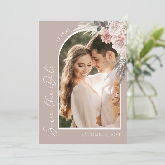 Boho Foto Wedding speichert das Datum Save The Date (Stehend Vorderseite)