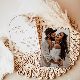 Boho Foto Wedite Invite Terracotta Pampas Grass Einladung