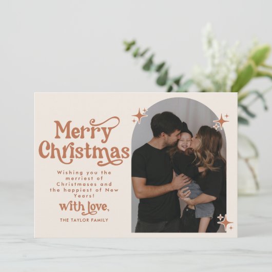 Boho Foto Weihnachtskarte Einladung (Stehend Vorderseite)