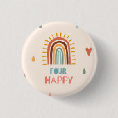 Boho Four Vurth Birthday Rainbow Button (Vorderseite)