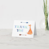 Boho Fox Birthday Orange und Blau Dankeskarte (Vorderseite)