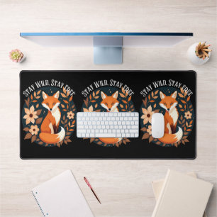 Boho Fox "Bleib wild, bleib frei" Woodland Dark Schreibtischunterlage