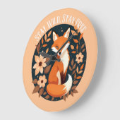 Boho Fox "Bleibe Wild, Bleibe frei" Holzdesign Große Wanduhr (Winkel)