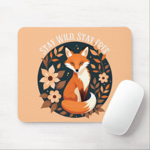 Boho Fox "Bleibe Wild, Bleibe frei" Holzdesign Mousepad