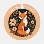 Boho Fox "Bleibe Wild, Bleibe frei" Holzdesign Ornament Aus Metall (Rückseite)