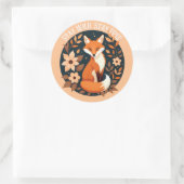 Boho Fox "Bleibe Wild, Bleibe frei" Holzdesign Runder Aufkleber (Tasche)