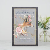 Boho FOX Brautparty Woodland Feathers Floral (Stehend Vorderseite)
