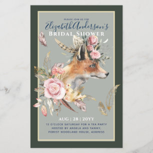 Boho FOX Brautparty Woodland Feathers Floral Flyer