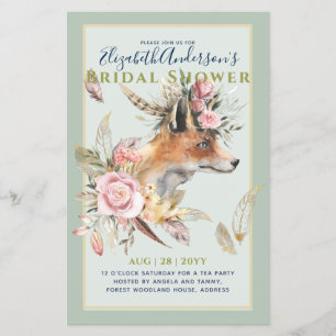 Boho FOX Brautparty Woodland Feathers Floral Flyer