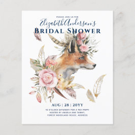 Boho FOX Brautparty Woodland Feathers Floral Flyer
