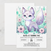 Boho Fox Digital Geburtstag Einladung (Vorne/Hinten)