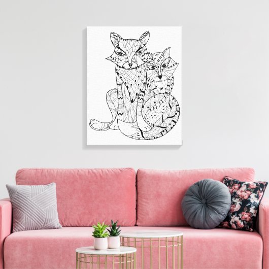 Boho Fox Doodle 6 Leinwanddruck (Insitu (Wohnzimmer))