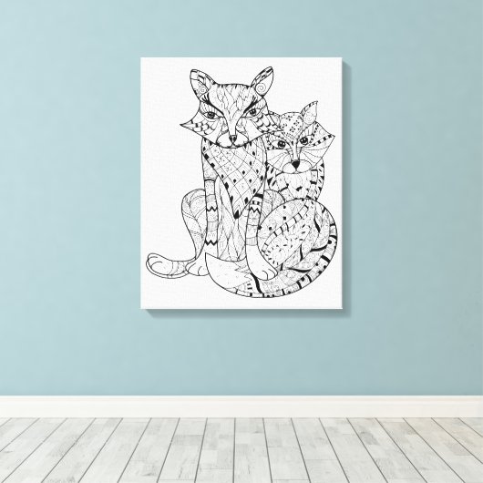 Boho Fox Doodle 6 Leinwanddruck (Insitu (Holzboden))