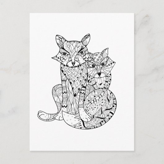 Boho Fox Doodle Postkarte (Vorderseite)