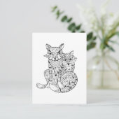 Boho Fox Doodle Postkarte (Stehend Vorderseite)