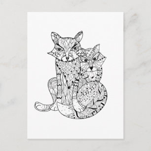 Boho Fox Doodle Postkarte
