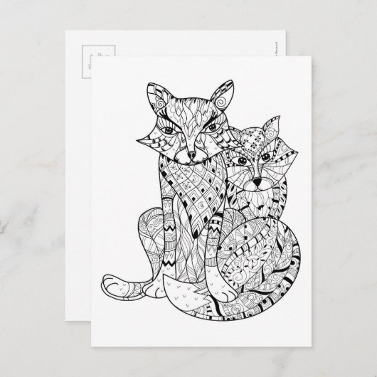 Boho Fox Doodle Postkarte (Vorne/Hinten)