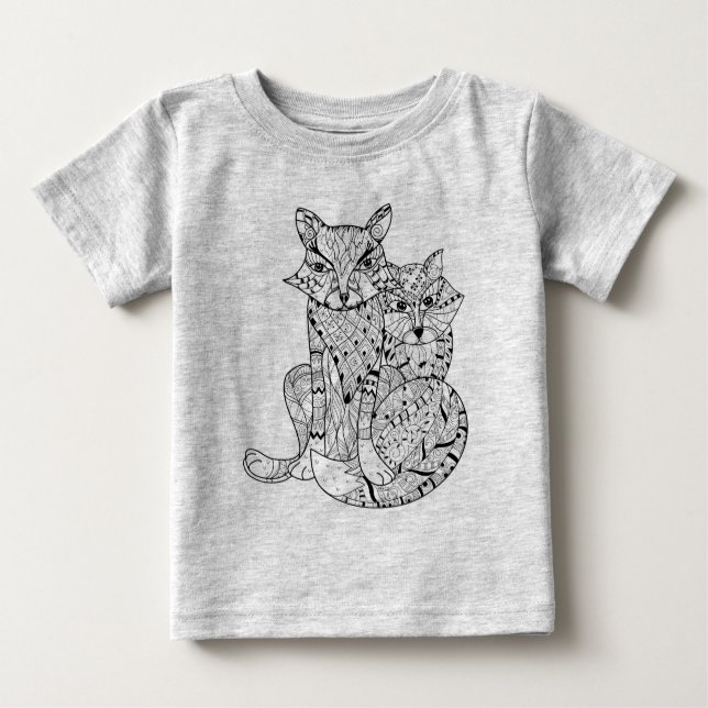 Boho Fox-Gekritzel Baby T-shirt (Vorderseite)