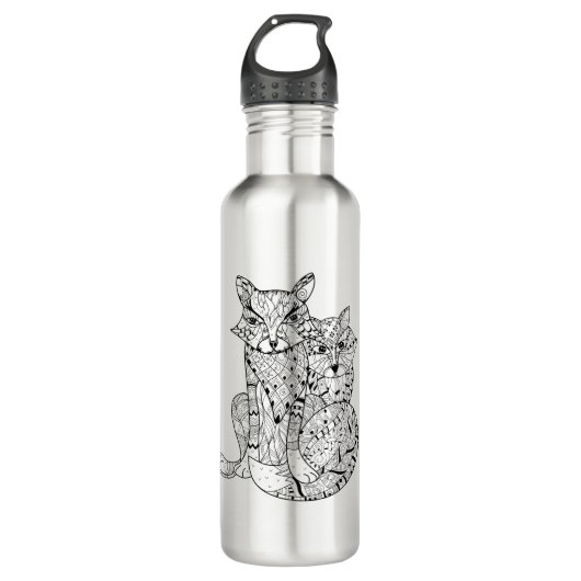 Boho Fox-Gekritzel Edelstahlflasche (Vorderseite)