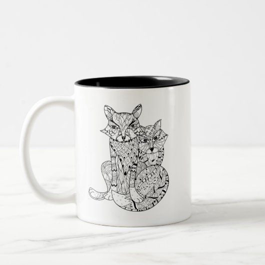 Boho Fox-Gekritzel Zweifarbige Tasse (Links)