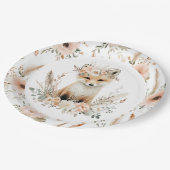 Boho Fox Girl Woodland Party Pappteller (Schrägansicht)