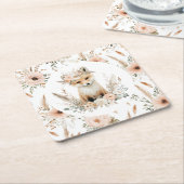 Boho Fox Girl Woodland Party Rechteckiger Pappuntersetzer (angewinkelt)
