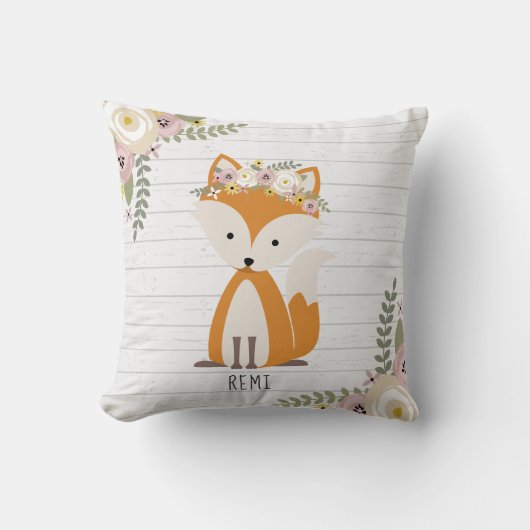 Boho Fox Gray Wood Kissen (Vorderseite)