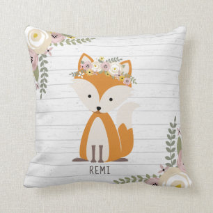 Boho Fox Gray Wood Kissen