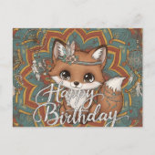Boho Fox Happy Birthday Card  Postkarte (Vorderseite)