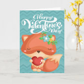 Boho Fox Happy Valentine's Day Karte (Gelbe Blume)
