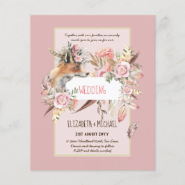BOHO Fox Hochzeiten Einladungen Burgundy Pink Feat Flyer