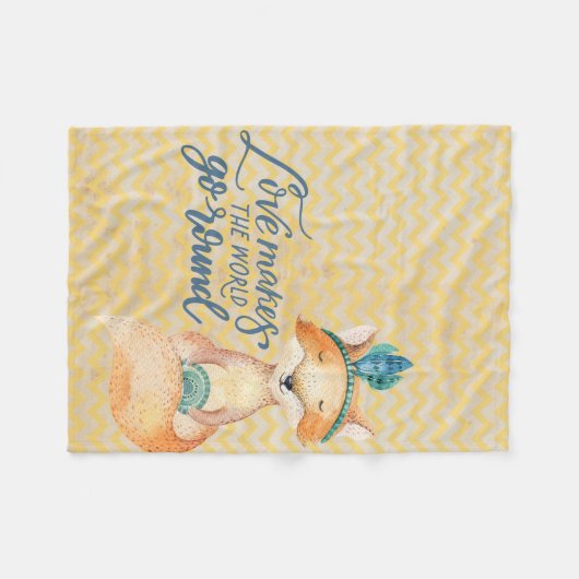 Boho Fox Liebe Zitat Fleecedecke (Vorderseite (Horizontal))