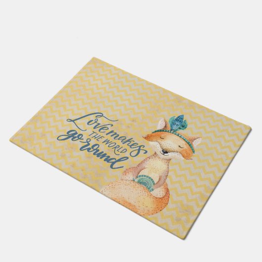 Boho Fox Liebe Zitat Fußmatte (Schrägansicht)