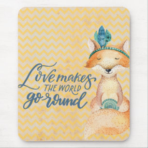 Boho Fox Liebe Zitat Mousepad