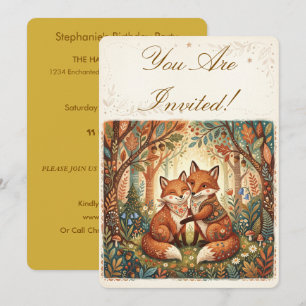 Boho Fox Love Forest Erdmäßiger Geburtstag Einladung