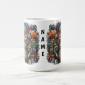 Boho Fox Raccoon Floral Design Kaffeetasse (Mittel)
