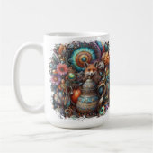 Boho Fox Raccoon Floral Design Kaffeetasse (Links)