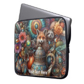 Boho Fox Raccoon Floral Design Laptopschutzhülle (Vorderseite Links)