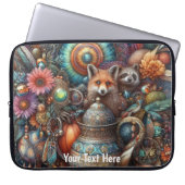 Boho Fox Raccoon Floral Design Laptopschutzhülle (Vorderseite)