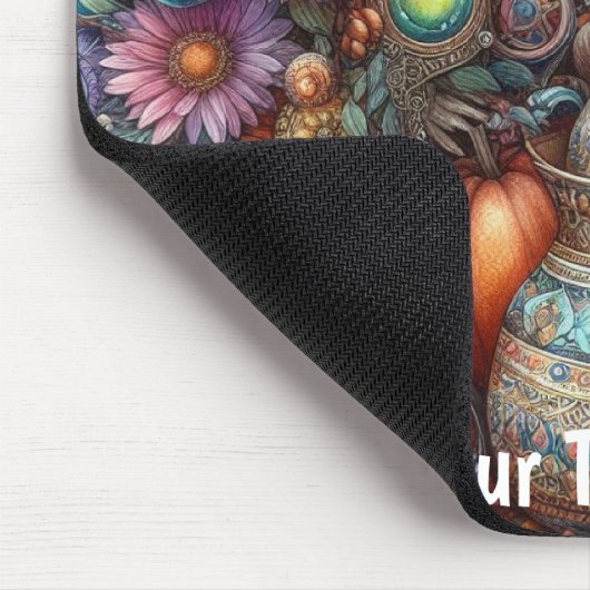 Boho Fox Raccoon Floral Design Mousepad (Ecke)