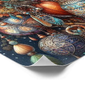 Boho Fox Raccoon Floral Design Poster (Ecke)