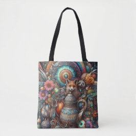 Boho Fox Raccoon Floral Design Tasche