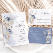 Boho Frame Beach Muschel Dusty Blue Foto Wedding Save The Date