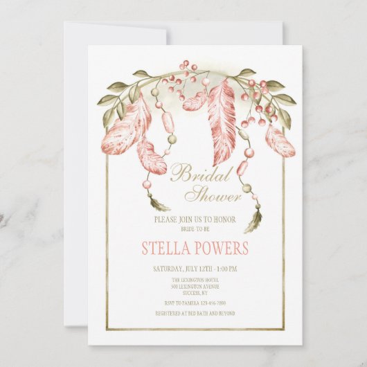 Boho Frame Dusche Einladung (Vorderseite)