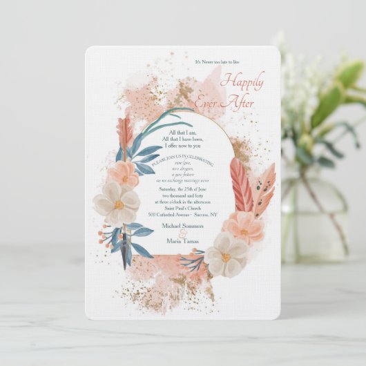 Boho Frame Einladung zur zweiten Hochzeit (Stehend Vorderseite)