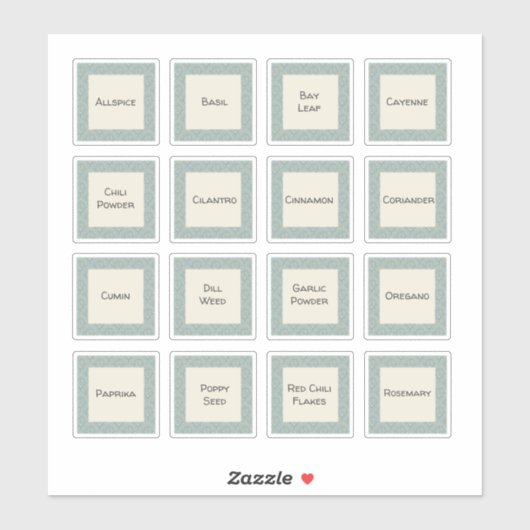 Boho Frame Gewürzmarken für Vinyl-Aufkleber mit So Aufkleber (Blatt)